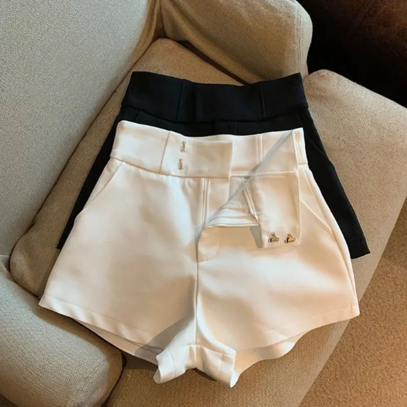 Short noir taille haute pour femme, coupe slim, style Harajuku, décontracté, sexy