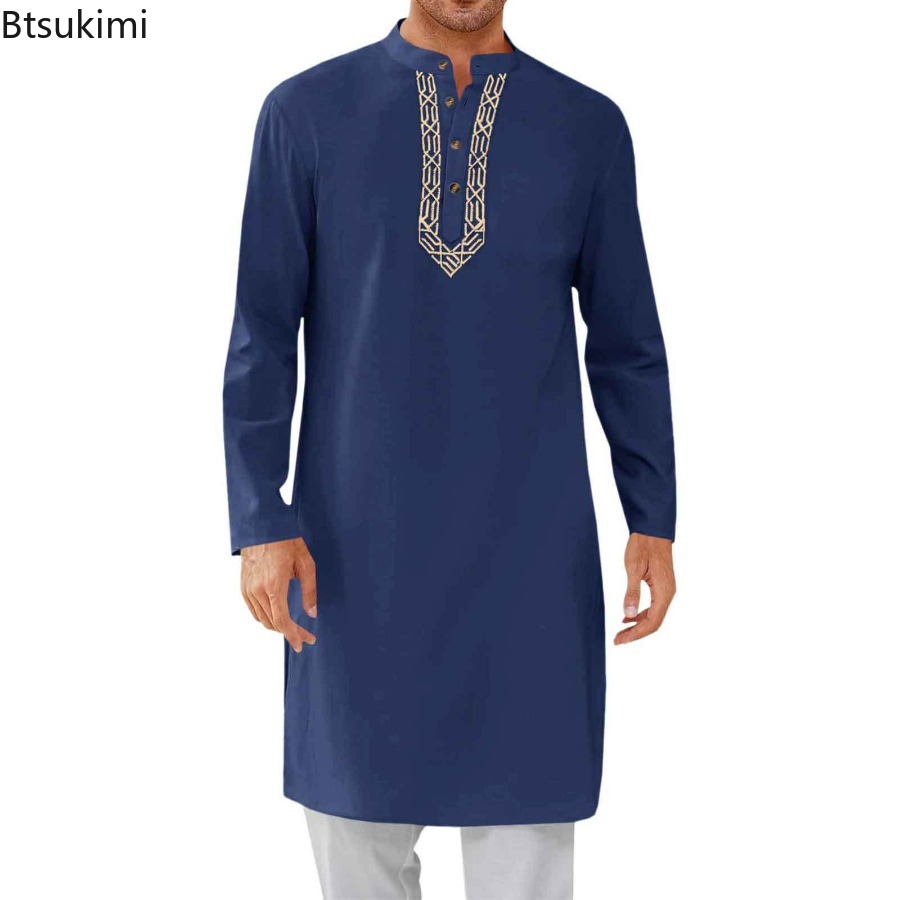 Abayas musulmanes pour hommes 2026, kaftan simple uni, tenue de prière islamique modeste, broderie, robe de prière, caftan de Dubaï, jubba marocaine, thobe pour homme