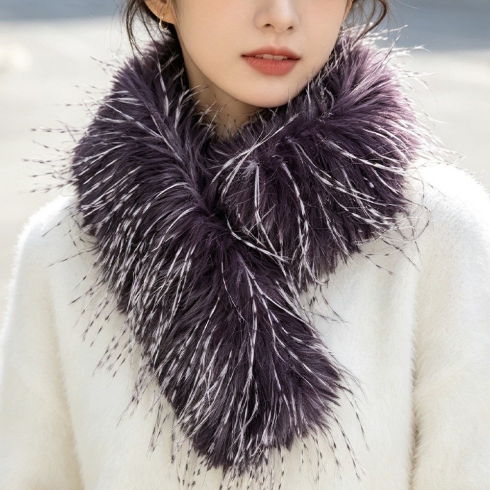 Écharpe d'hiver tendance à pompons épais, coupe-vent, chaude, en fausse fourrure, protection du cou