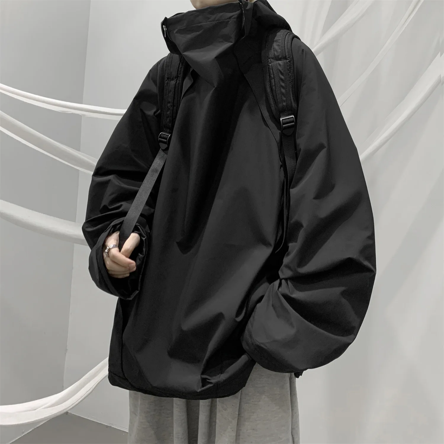 Veste coupe-vent imperméable pour homme, haut de randonnée, vêtements décontractés monochromes, vêtements d'extérieur, mode automne