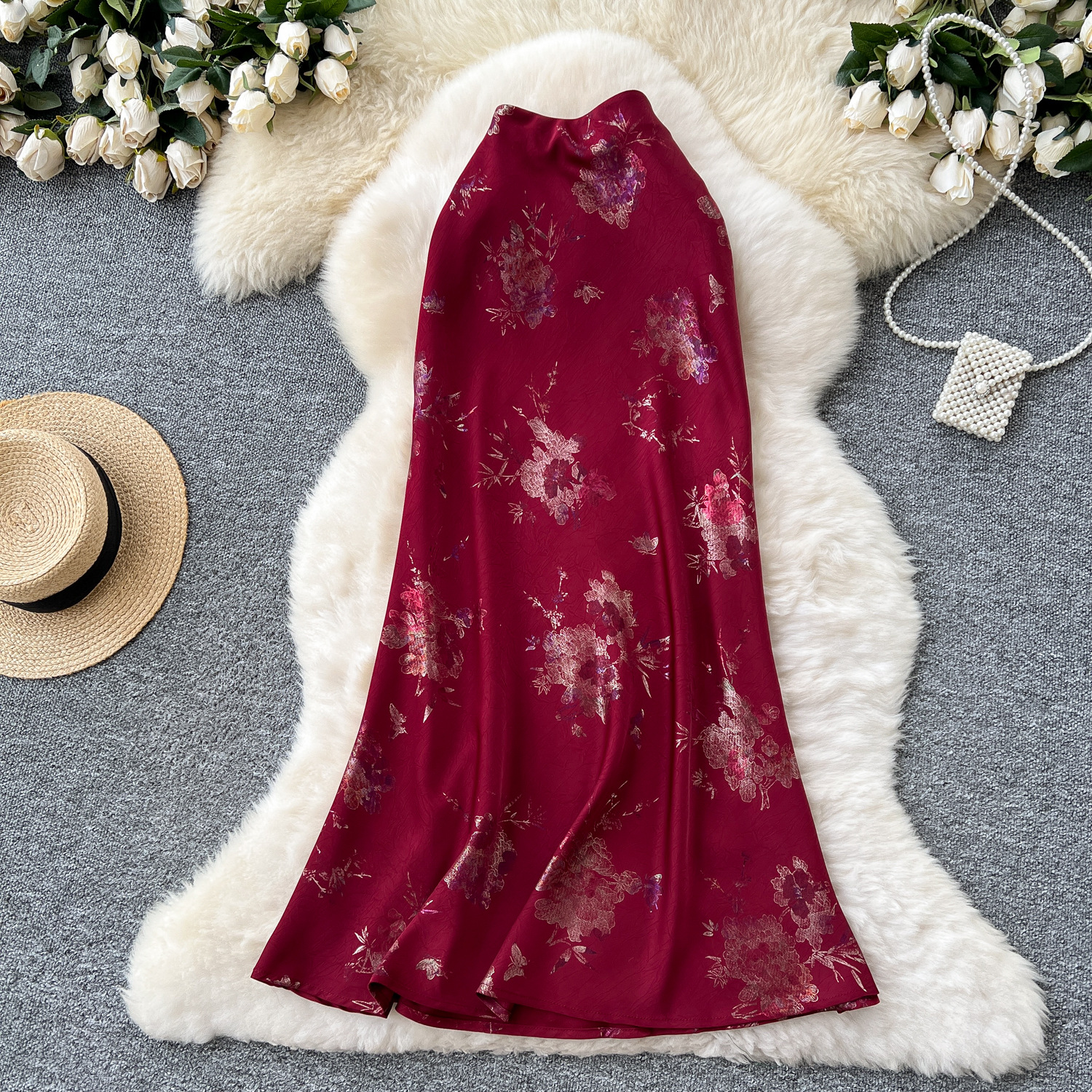 Jupes longues en satin à fleurs élégantes pour femmes, taille haute, mode printemps-été 2026, style moulante, coupe A, Faldas