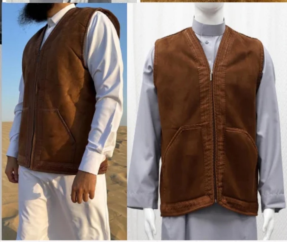 Vestes Pour Hommes islamiques hiver doublure matelassée Cargo recadrée sans manches Gilet veste porter vêtements de travail Thobe Hommes musulmans