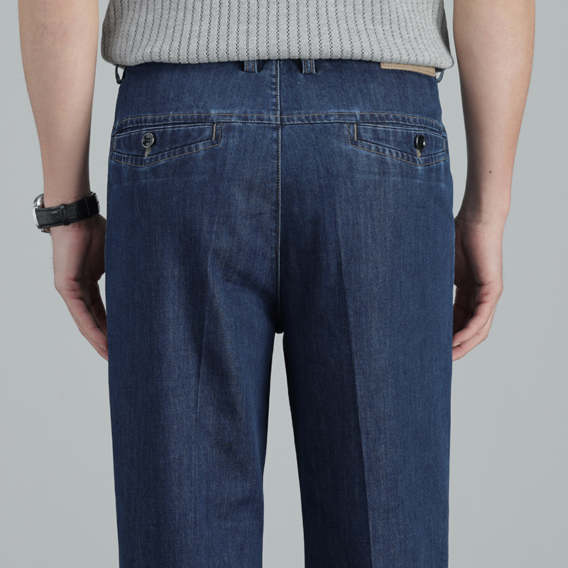 Pantalon en jean droit léger pour homme, en soie lyocell, décontracté et professionnel, collection été 2026, haute qualité
