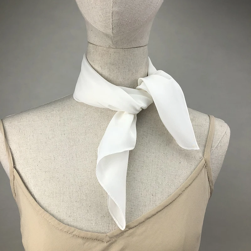 Nouveau foulard en soie pour femmes, châles à col carré, Bandana blanc solide, bandeau pour cheveux, foulard pour peinture à la main