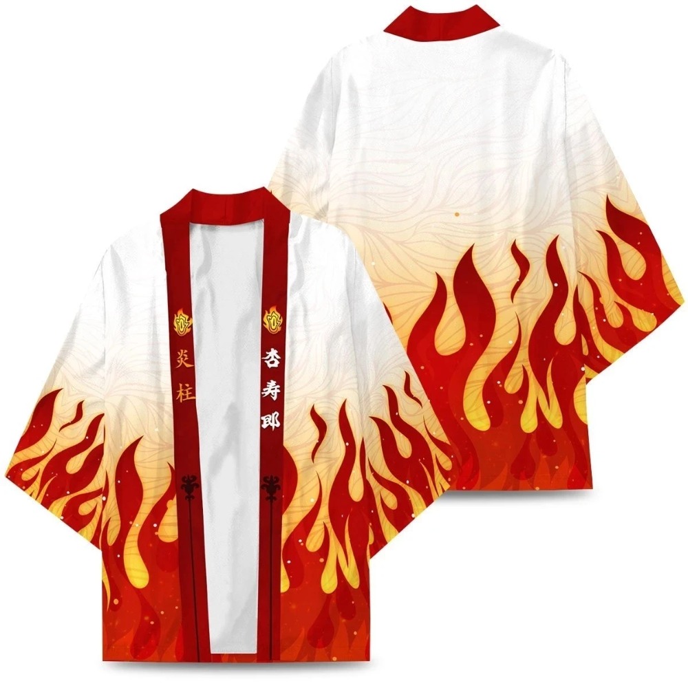 Kimono japonais pour hommes et femmes, Costumes de Cosplay Anime, symbole de flamme, Cardigan pour adolescents, cape, pyjama Hanbok, nouveaux vêtements traditionnels, 2025
