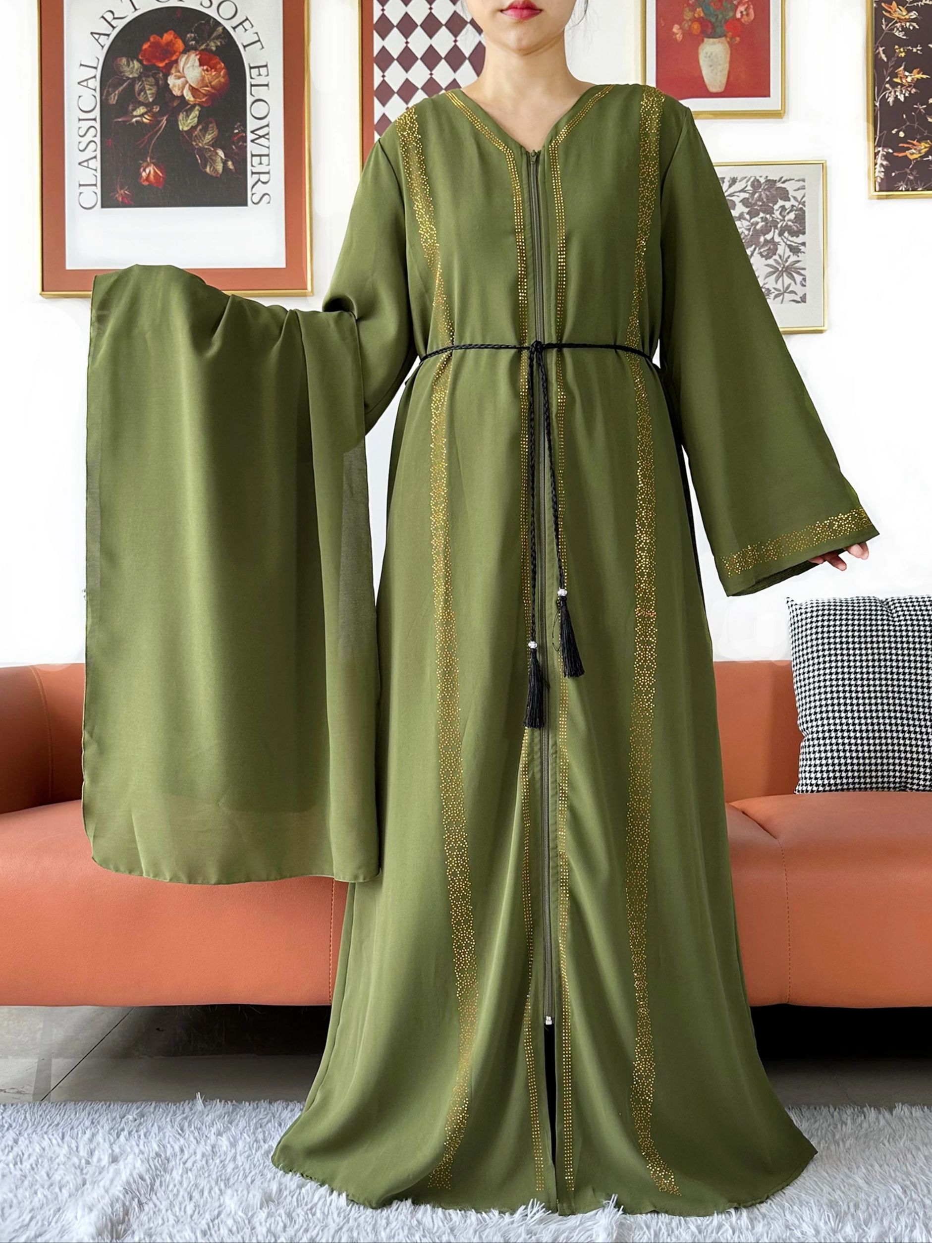 Abaya en mousseline de soie pour femmes, manches longues, ample, ouvert, vêtements islamiques musulmans, Style Cardigan, robes à la mode musulmane, nouvelle collection