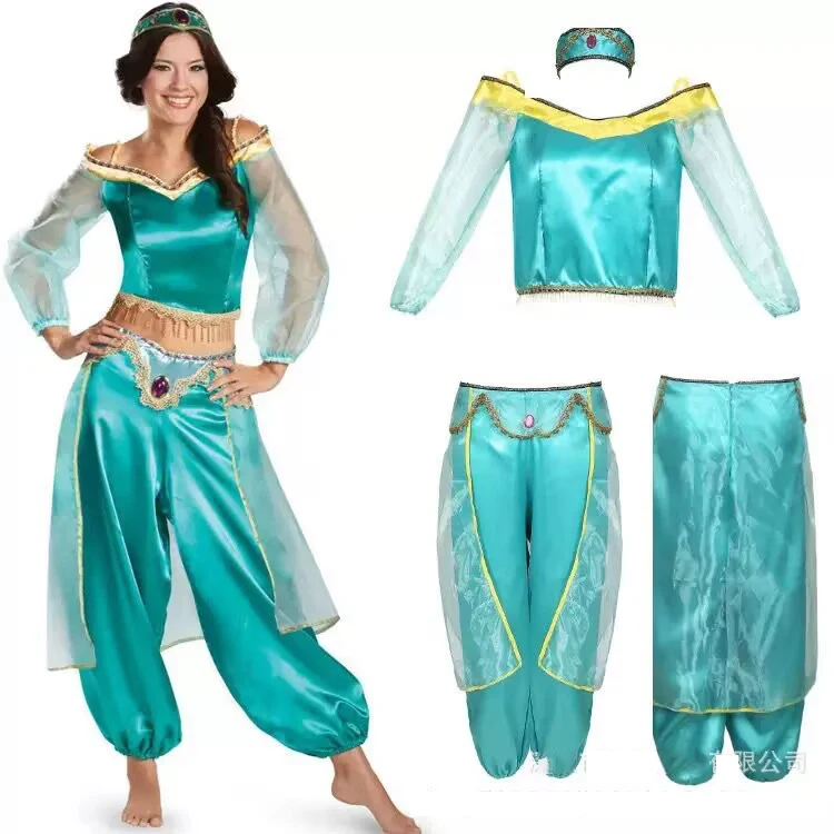 Costumes de Princesse Arabe, Tenues de Danse Indienne Brodé Bollywood, Déguisement de Jasmines pour Fête, Halloween, Cosplay
