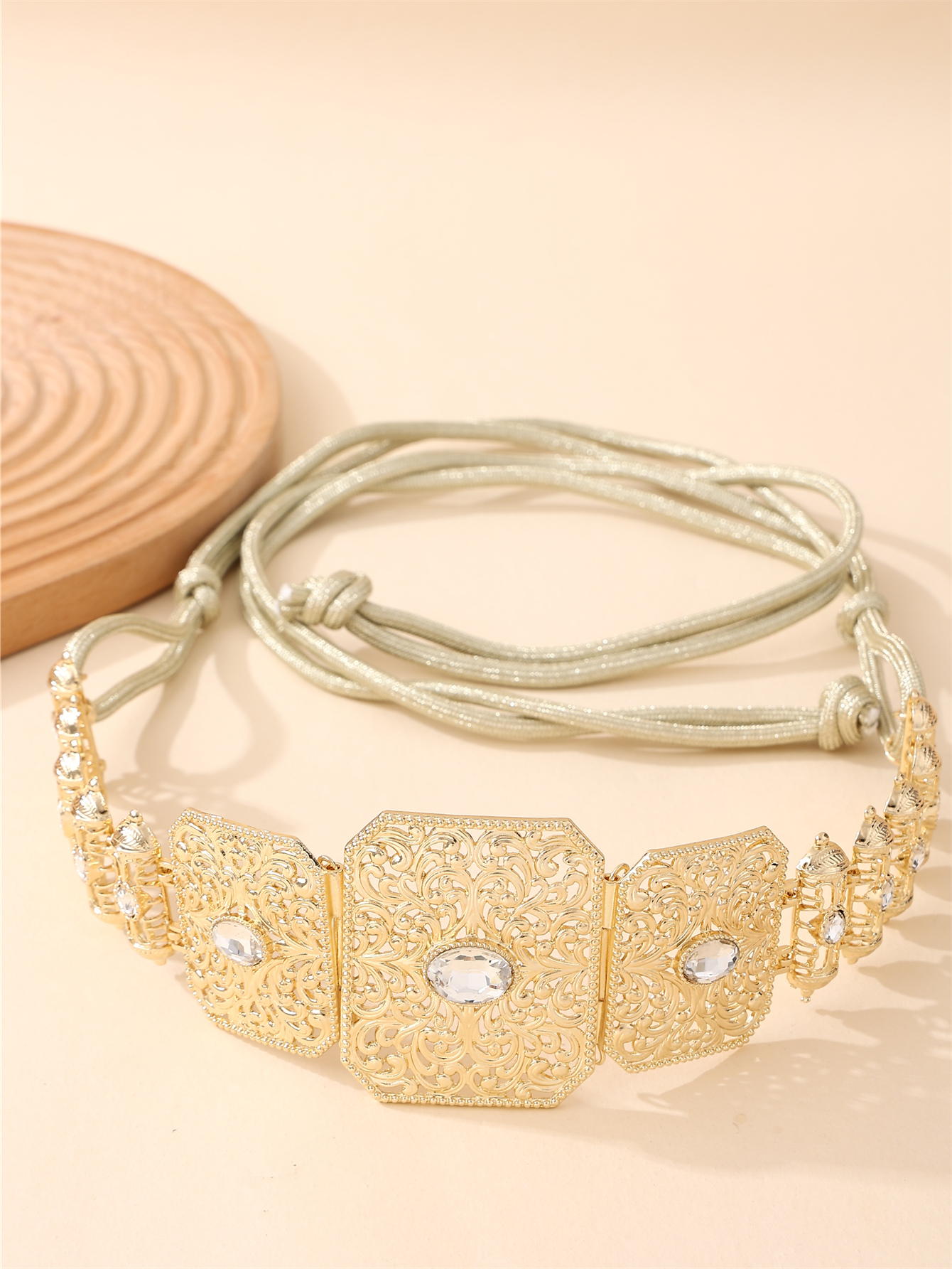 Ceinture caftan marocaine pour femmes avec strass, luxueux, Style Vintage, réglable pour le Festival de Gala de mariage du moyen-orient