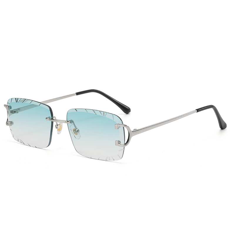 Lunettes carrées sans monture, tendance, métal haut de gamme, lunettes de soleil pour hommes et femmes, lunettes de soleil street style