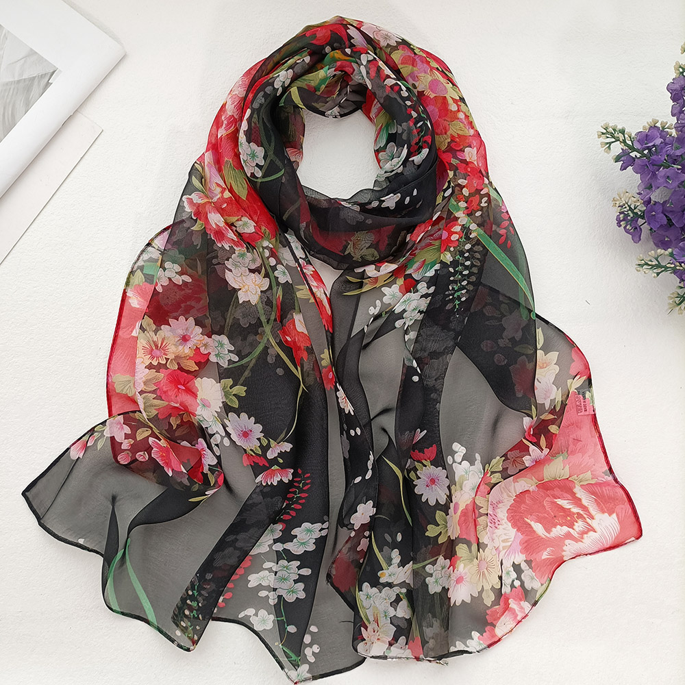 Foulard élégant en mousseline de soie Georgette pour femmes, Bandana d'été prune Bossom, protection solaire de voyage, fin et respirant