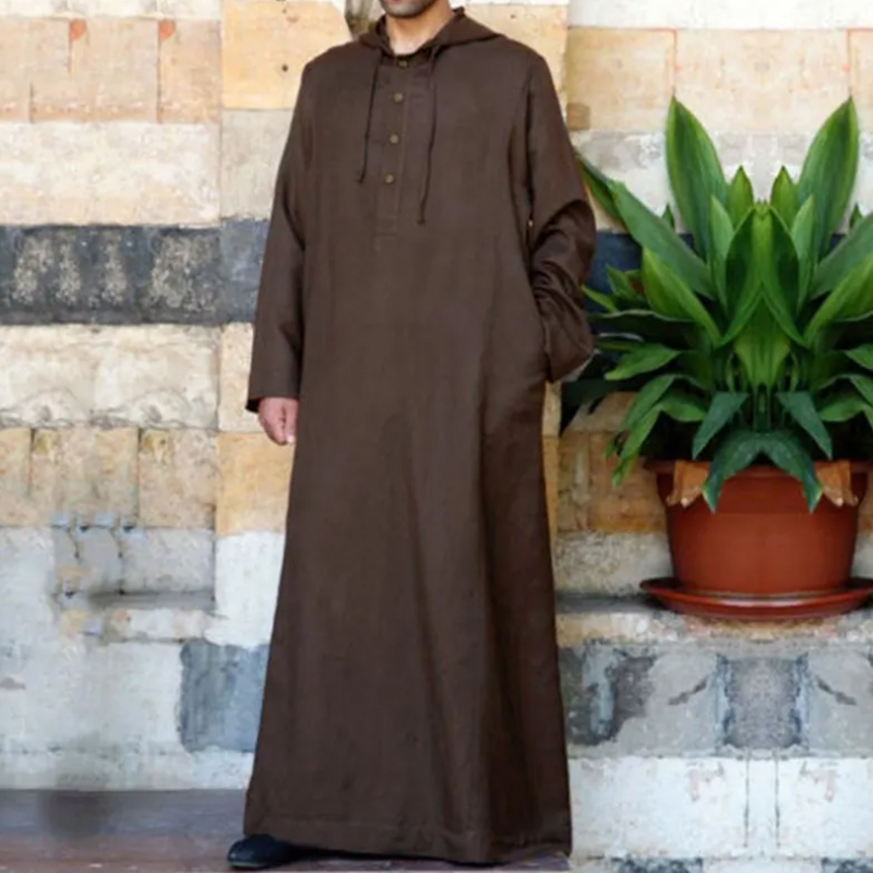 Vêtements islamiques hommes à manches longues en vrac hommes musulmans Arabie Saoudite Pakistan Kurta Costumes musulmans robe musulmane caftan Thobe à capuche