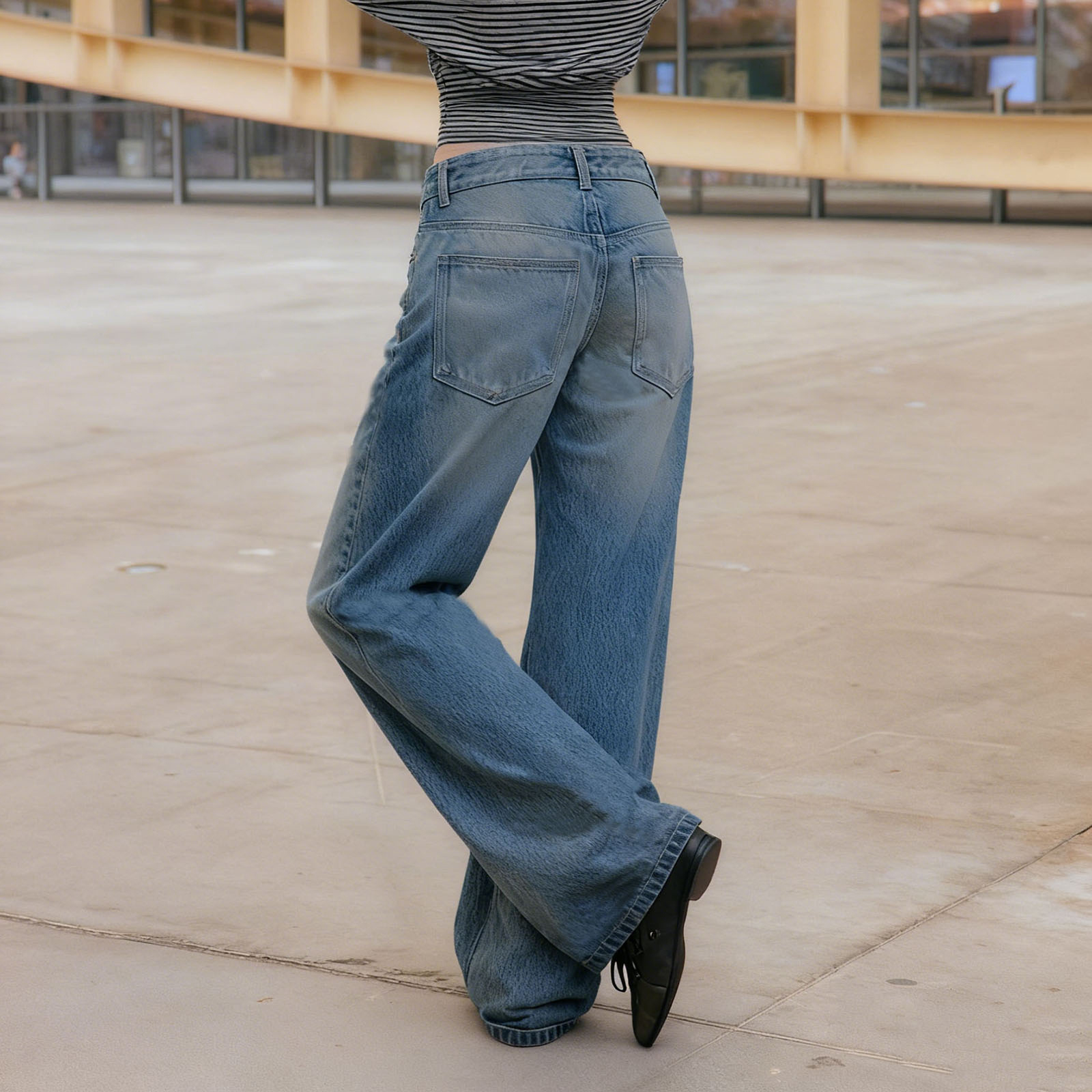 Jean Baggy esthétique pour femmes, mode printemps été, taille basse, jambes larges, pantalon en Denim avec poches, pantalon Long décontracté, Streetwear