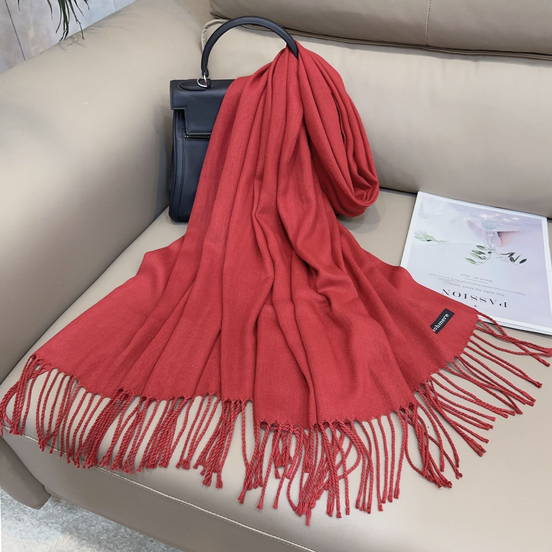 Écharpe d'hiver solide de luxe pour femmes, châles Pashmina doux, couverture en cachemire, étoles chaudes pour dames, extérieur Bufanda