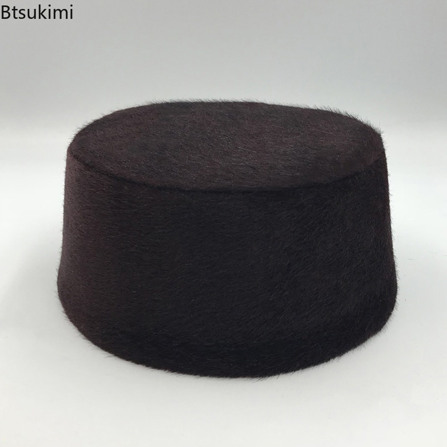 Chapeaux musulmans pour hommes, casquettes rigides, chapeaux de prière Eid, fête élégante, Turban de dubaï saoudien, Style ethnique, garde au chaud en hiver, chapeau de grand-père