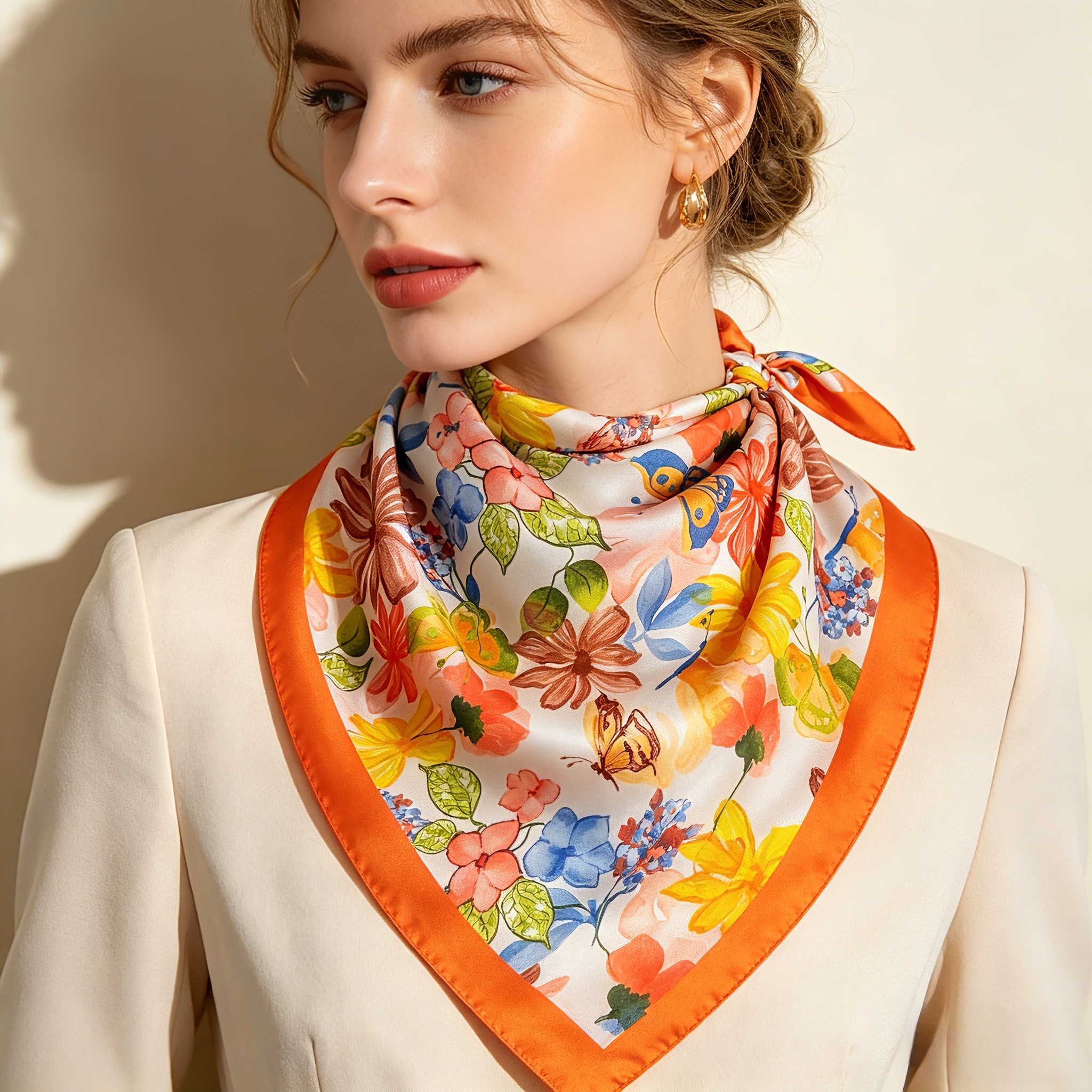 Nouveau Foulard Carré 2026 pour Femme, Imprimé Floral, en Soie Artificielle, Bandana, Hijab, Écharpe Élégante, Châle et Étole