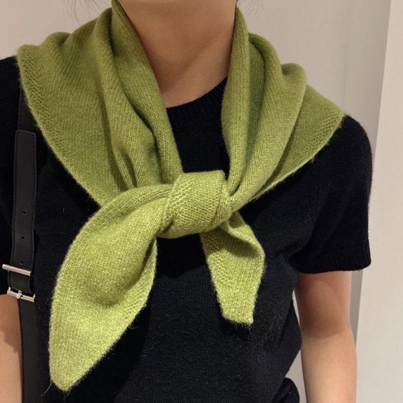 Écharpe triangulaire tricotée en laine de Style coréen pour femme, foulard chaud d'hiver, châle multifonctionnel, enveloppe pour cheveux