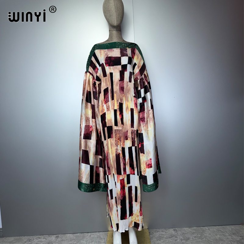 Robe longue bohème WINYI pour femme, style africain, ajustée, décontractée, élastique, paréo de plage, abaya musulmane, robe de soirée de luxe Dubaï pour les vacances