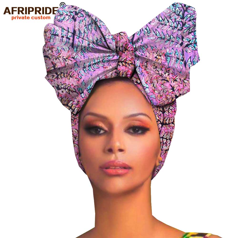 Foulards africains pour femmes, accessoires pour cheveux, matériau africain en tissu wax, turban traditionnel, foulard, 100% coton AFRIPRIDE A19H006