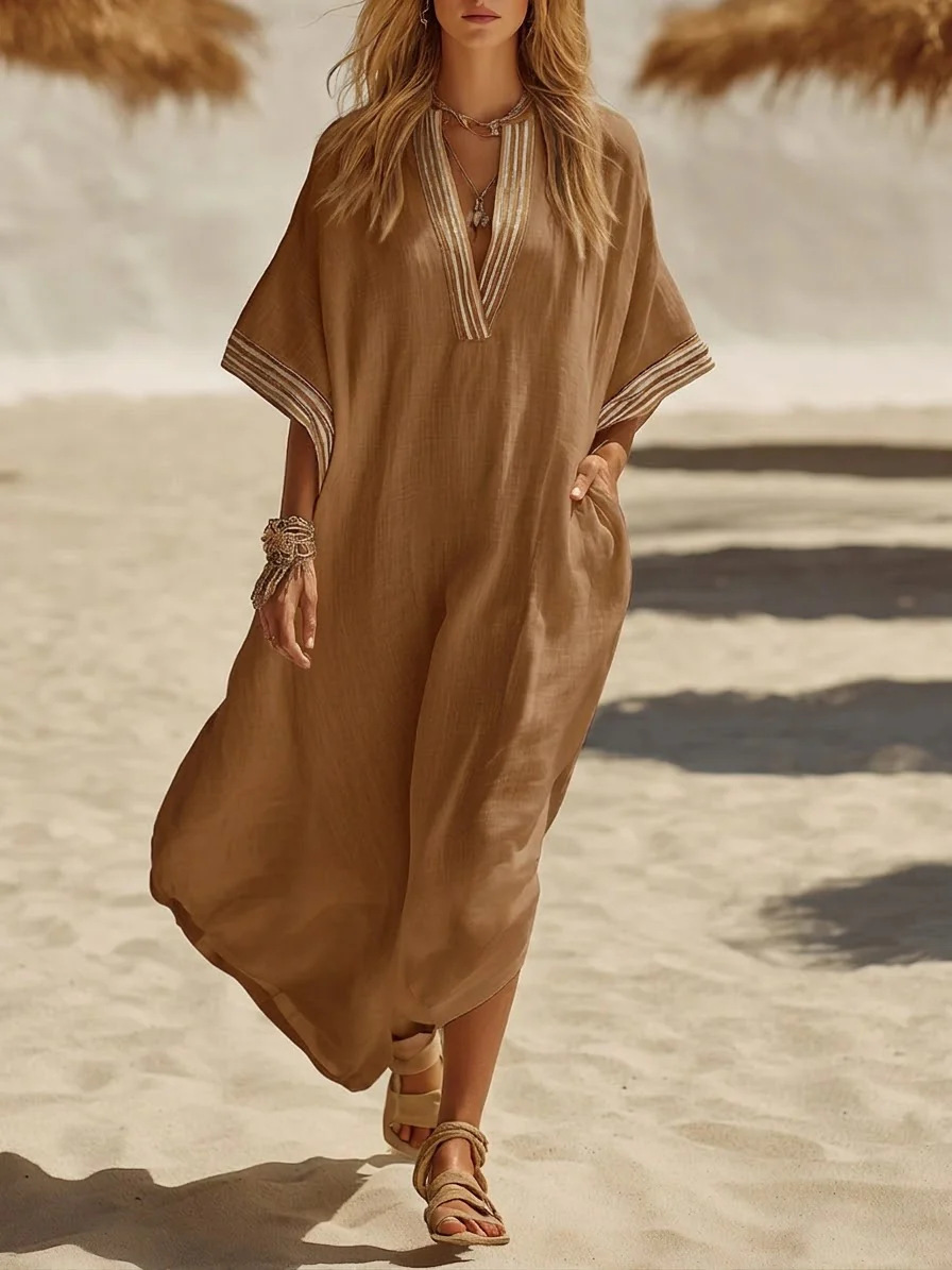 Robes d'été 2026 pour femmes, manches courtes, décontractées, style bohème, col en V, longues, pour les vacances, la plage, les soirées