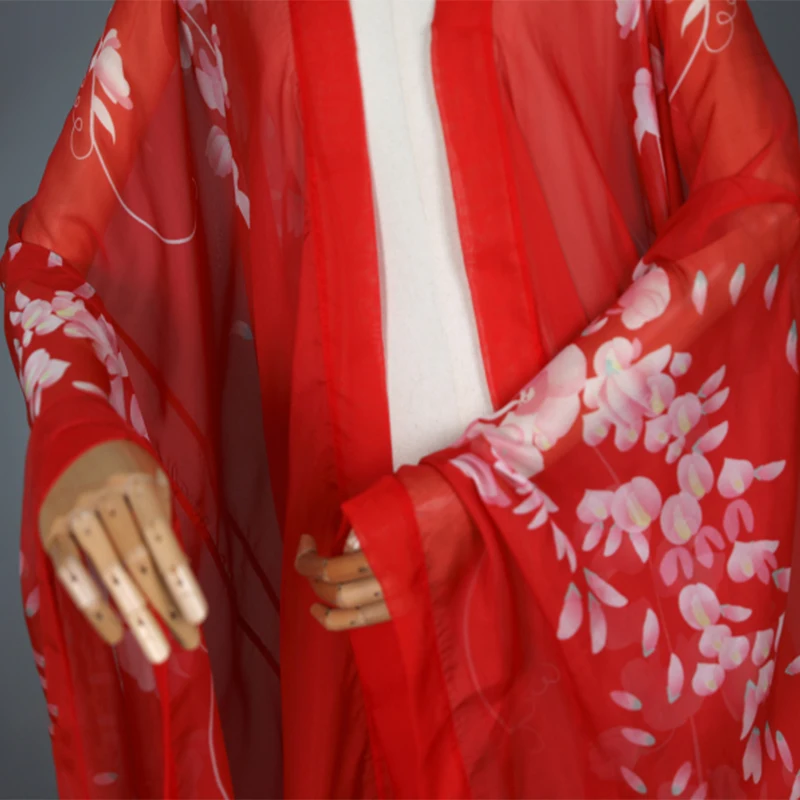 Cape de couleur imprimée, Cardigan Hanfu chinois, manteau en mousseline de soie florale, vêtements de danse folklorique classique, chemise à grandes manches de Style ancien