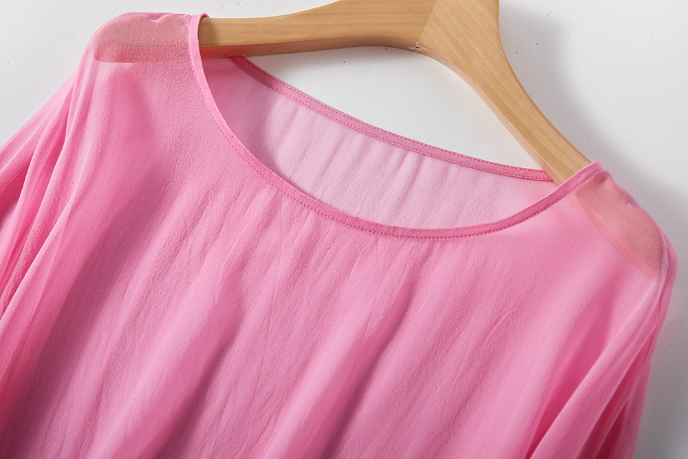 Winsleter, t-shirt 100% soie véritable, demi-manches en soie Georgie véritable pour femmes, Cape résistante au soleil, hauts d'été, livraison directe T36425JM