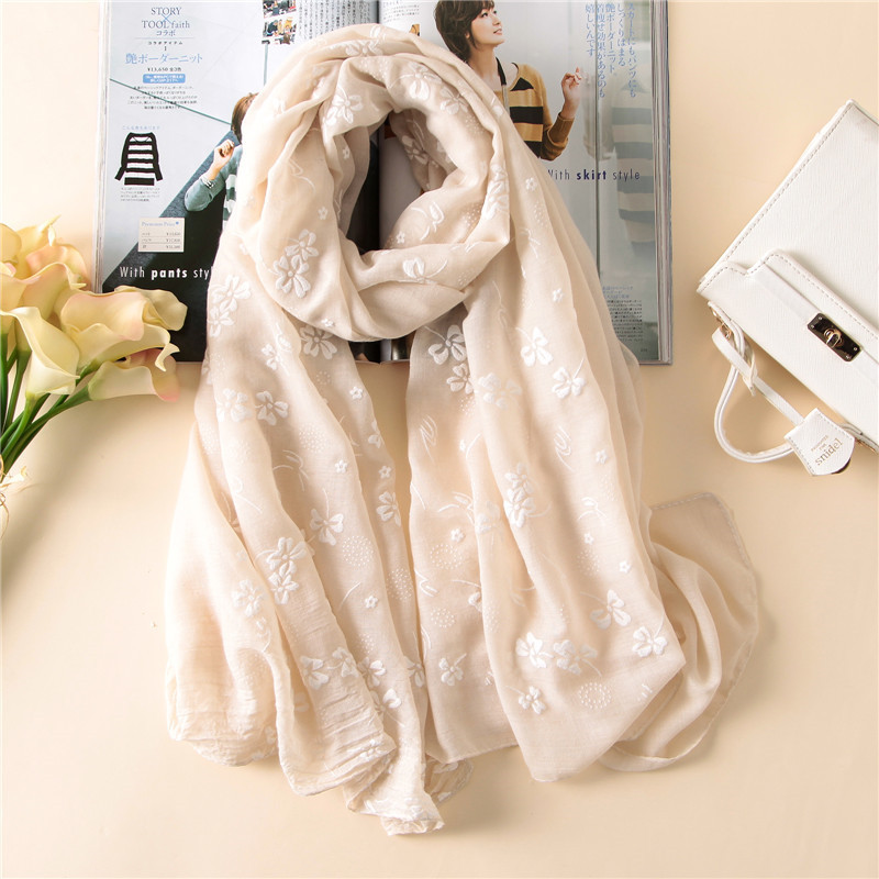Écharpe Longue et Fine en Coton pour Femme, Châle, Pashmina, Bandana, Foulard, Hijab, Marque Espagnole, Printemps, Hiver, 2023