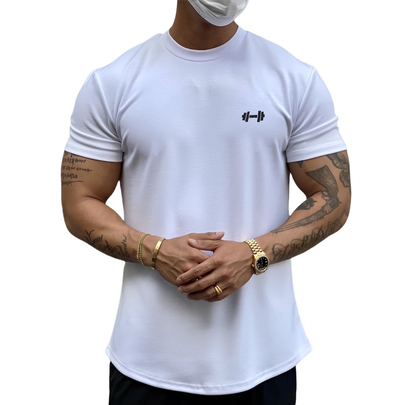 T-shirt d'été en coton pour hommes, T-shirt à manches courtes, T-shirts de fitness et de gym, T-shirts de sport pour l'entraînement, hauts décontractés à la mode, vêtements pour hommes