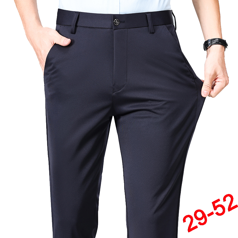 Pantalon grande taille pour hommes, costume d'affaires, extensible, robe formelle, grand homme, pantalon noir classique