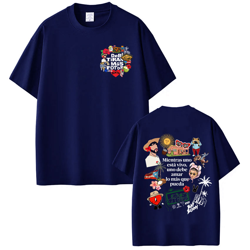 T-shirt Rapper Bad Bunny Debi Tirar Mas Fotos DTMF, vêtements pour hommes et femmes, mode Hip Hop, T-shirt surdimensionné décontracté en coton