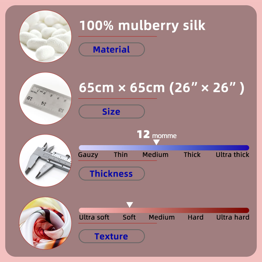 Foulard en soie pure à 100% de 65 cm, bandana pour femme, couleur unie, mouchoir en soie naturelle, carré, cadeau pour femme