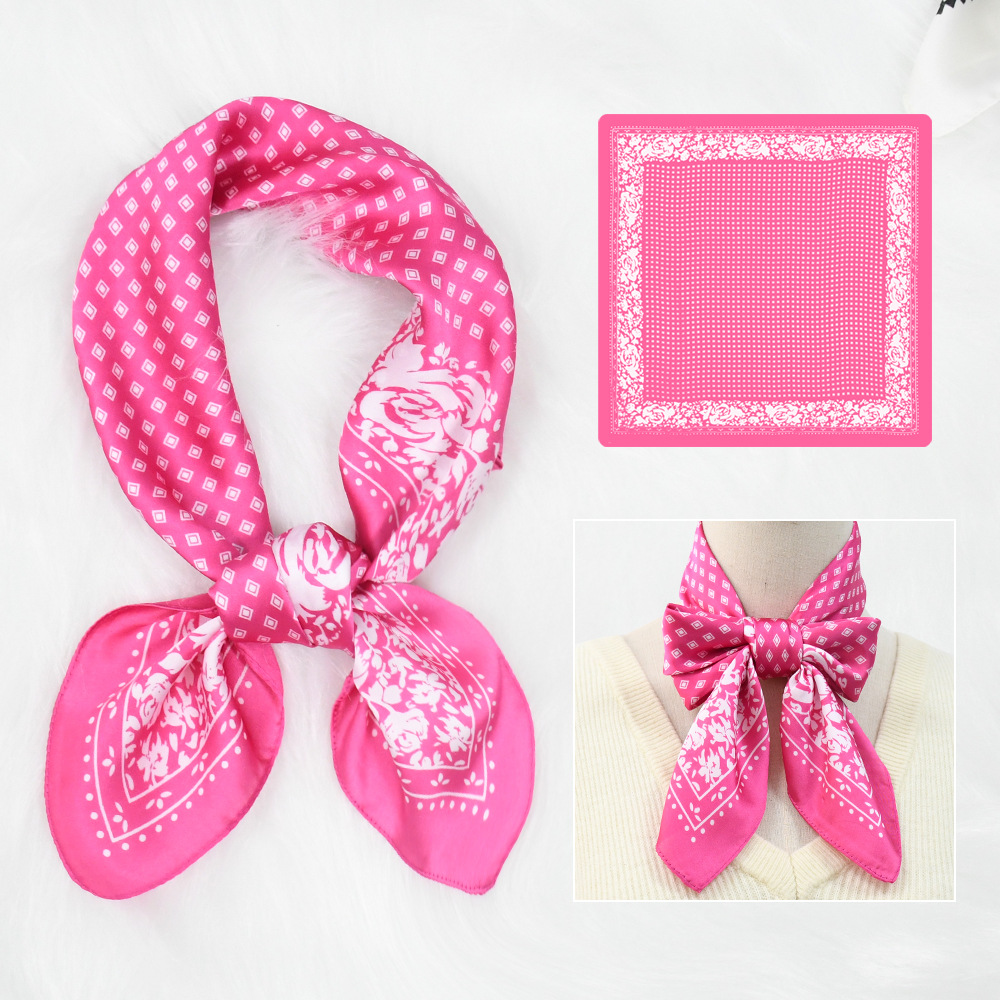 Écharpe carrée de luxe pour femmes, en satin doux, 70*70cm, foulards en soie pour femmes, bandanas élégants, hijab, foulard imprimé, châles