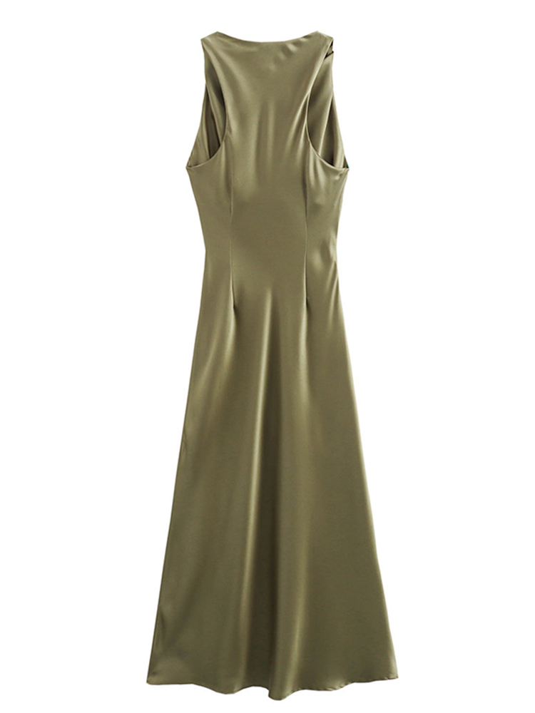 Robe Longue en Satin pour Femme, Tenue Midi Sexy, Élégante, pour Soirée, Été, 2025