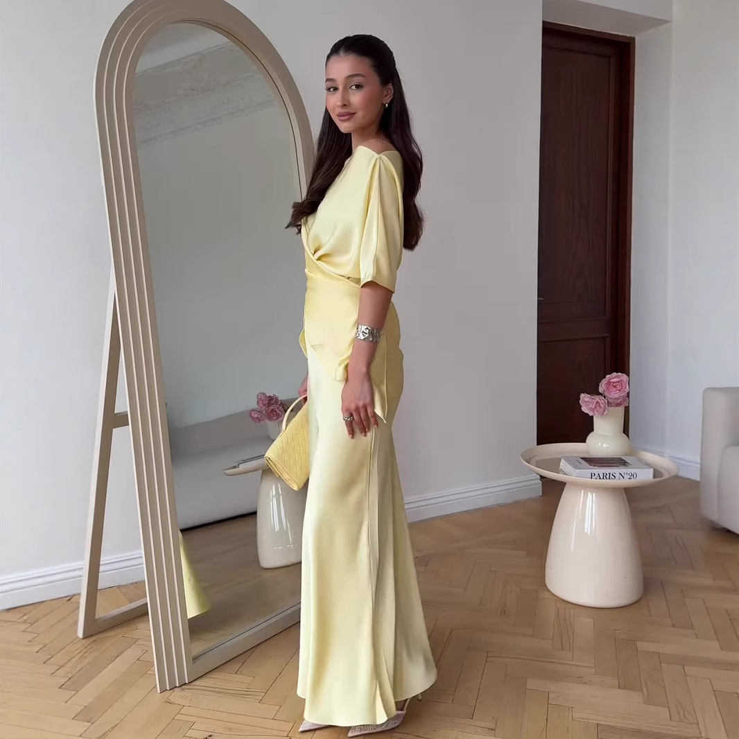 Ensemble jupe 2 pièces pour femmes, costume de fête, haut, jupes longues, asymétrique, à lacets, taille serrée, tenues d'été 2025, 2025