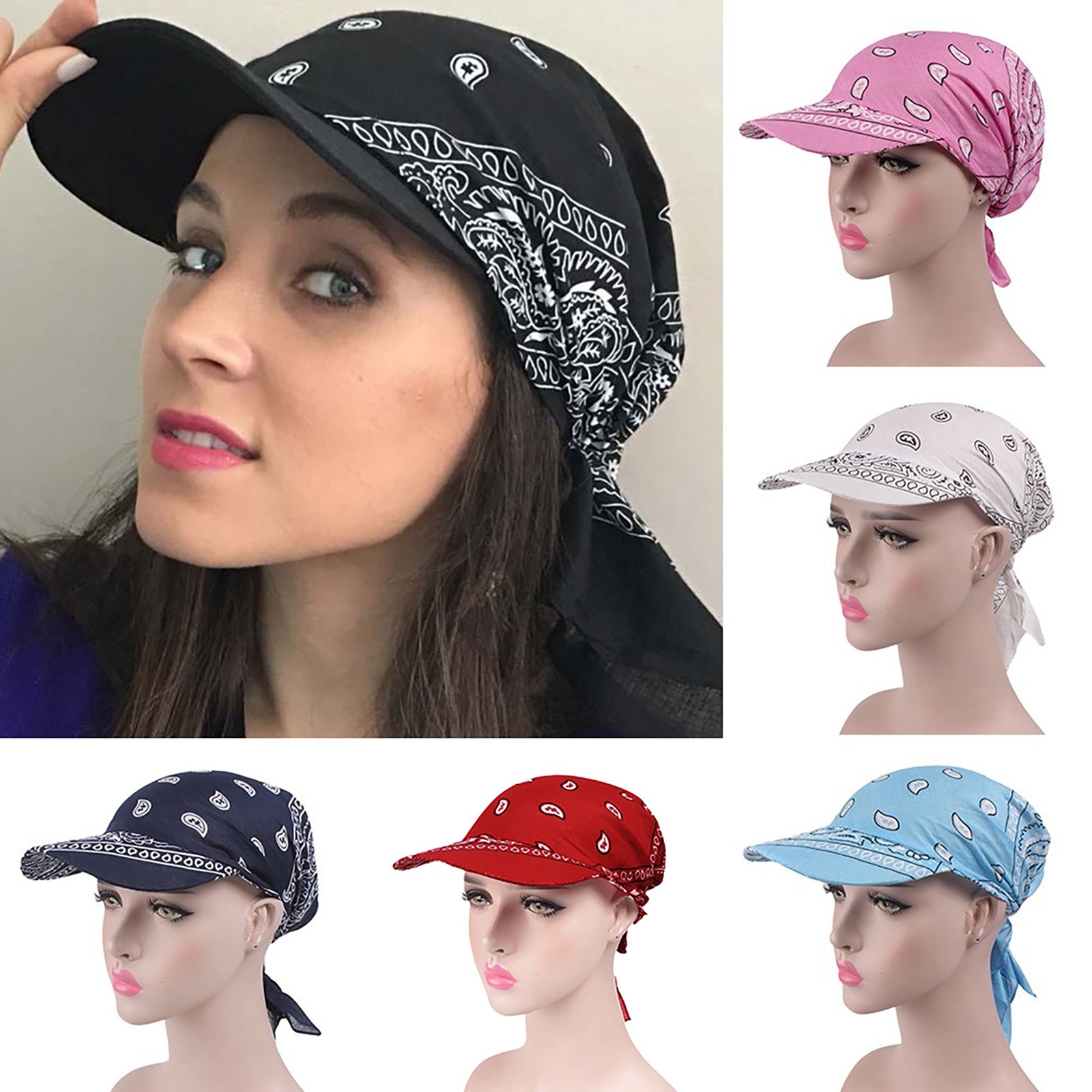 Mode musulman imprimé fleuri Hijab Turban chapeau pour femmes visière casquette de Baseball chapeaux de soleil foulard écharpe bord Femme foulards Bandanas