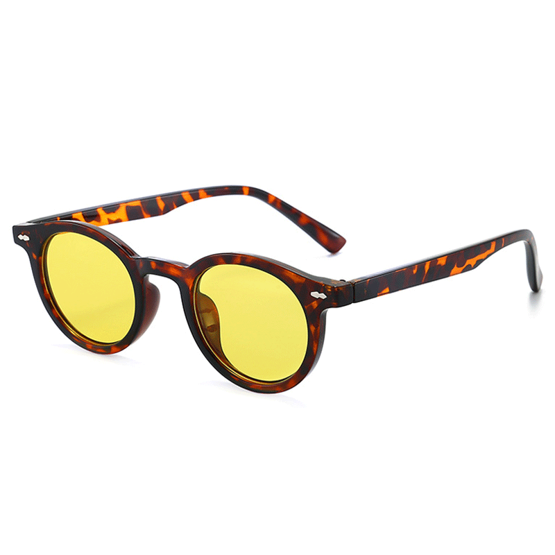 Lunettes de soleil rondes rétro pour hommes et femmes, lunettes de soleil classiques à petite monture, lunettes pour dames, noir, léopard, vert, bleu, UV400, marque de créateur