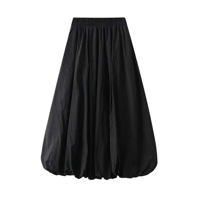 Jupes longues ballon pour femmes, Style de rue, couleur unie, taille haute élastique, fluide, ample, Cargo, vêtements esthétiques Grunge pour femmes