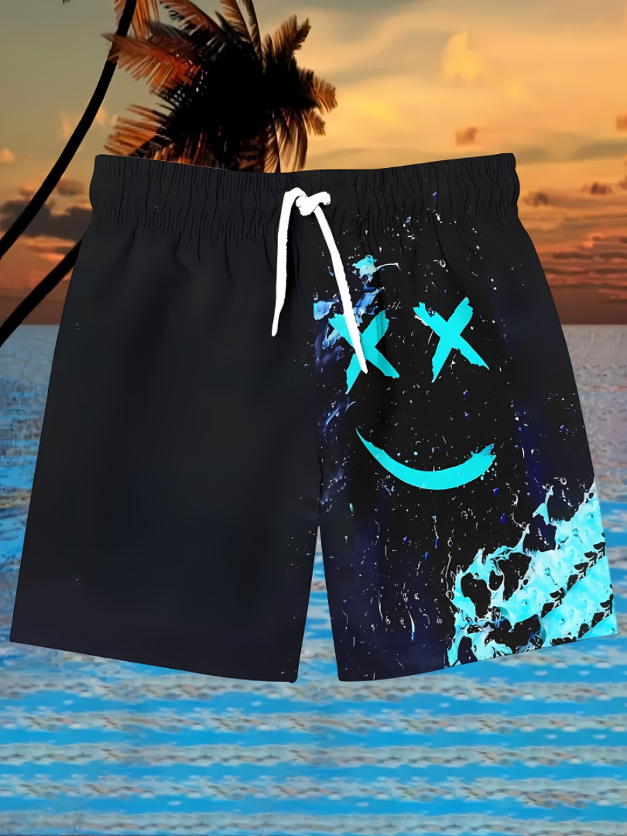 T-shirt d'été pour hommes, motif imprimé de dessin animé, respirant, léger, en polyester, ensemble short et haut à manches courtes