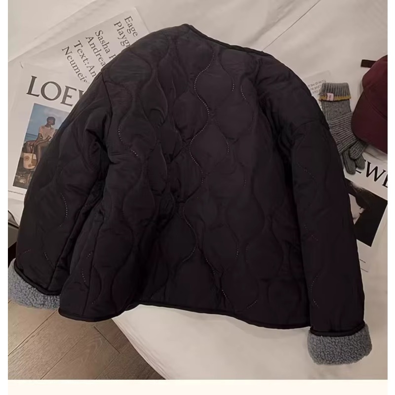 Manteau en coton velours de mouton rose pour femme, nouvelle arrivée hiver 2026, style coréen, col rond, coupe ample, manches longues