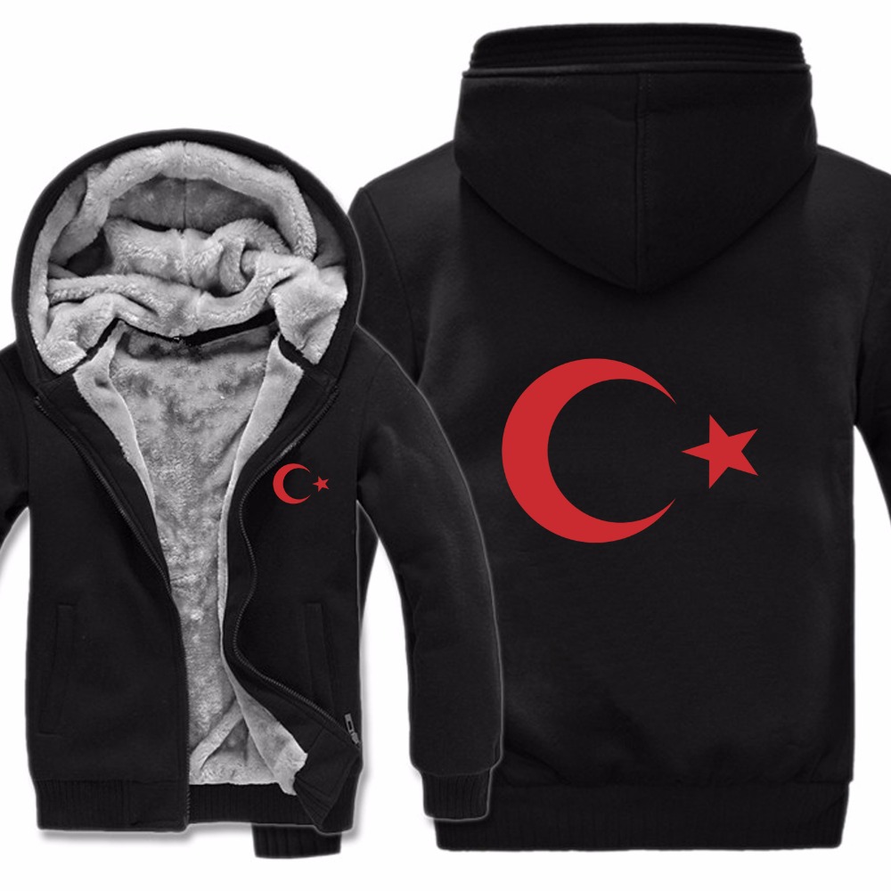 Nouveau hiver drapeaux turcs veste à capuche hommes décontracté épais polaire pays drapeau turquie sweats pull homme manteau