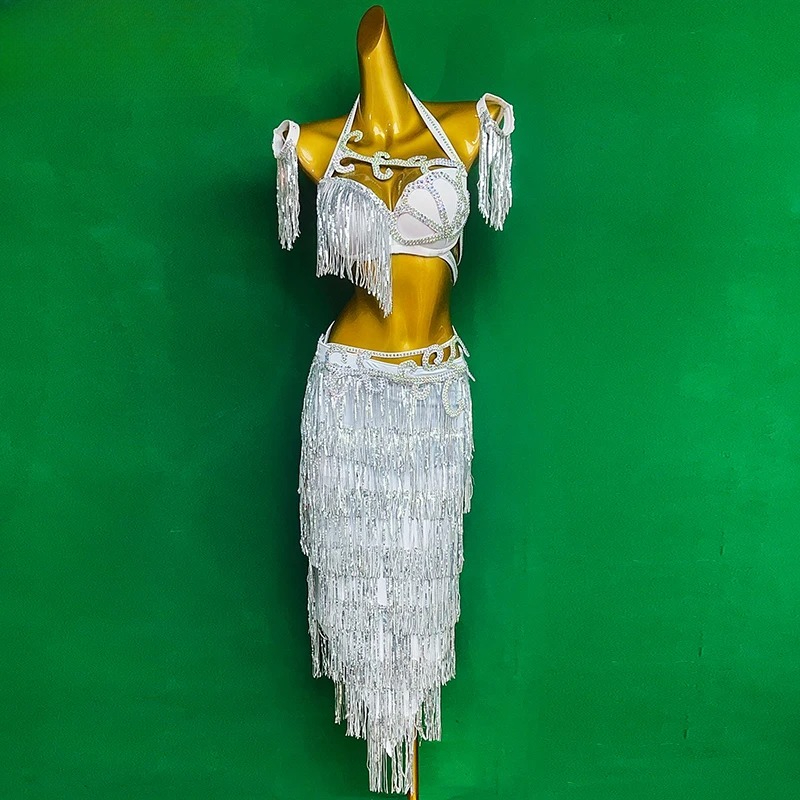 Costume de danse du ventre pour femmes, personnalisé, haut de gamme, paillettes, pompon, Costume de spectacle, tenue de concours de danse orientale