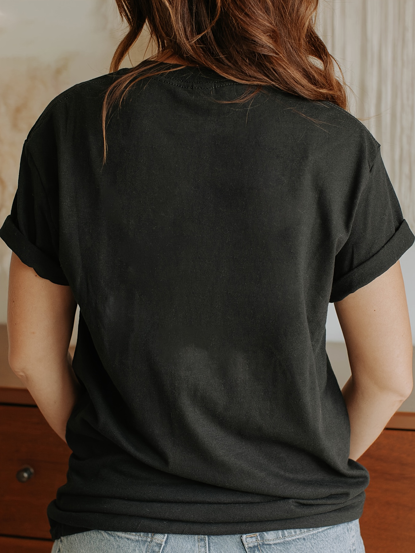 T-Shirt décontracté pour femmes, avec parodie de pattes, imprimé chat et souris, col rond, manches courtes, tissu en tricot légèrement extensible, haut toutes saisons