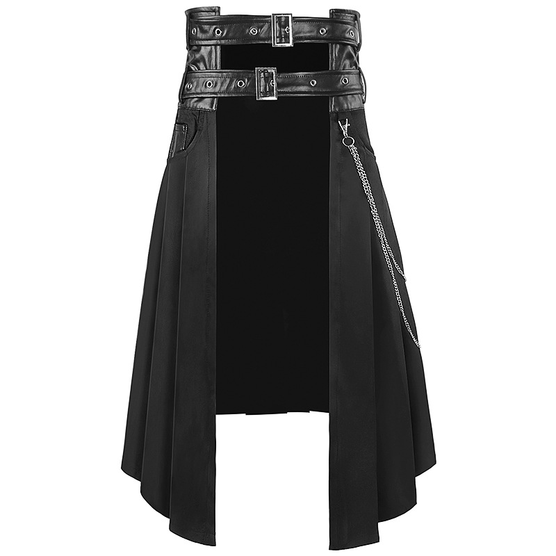 Jupe en cuir pour hommes, nouveau Rock, Style Punk Non grand public, décontracté, grande taille, demi-jupe, costumes de cosplay, printemps et automne