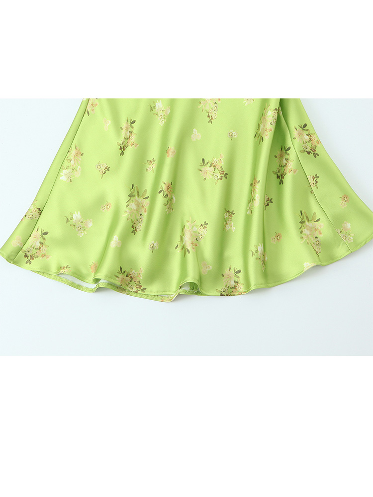 HH Nouvelle Robe Mini Sans Manches en Soie Satinée à Imprimé Floral pour Femme, Robe à Bretelles Sexy pour l'Été et les Vacances à la Plage