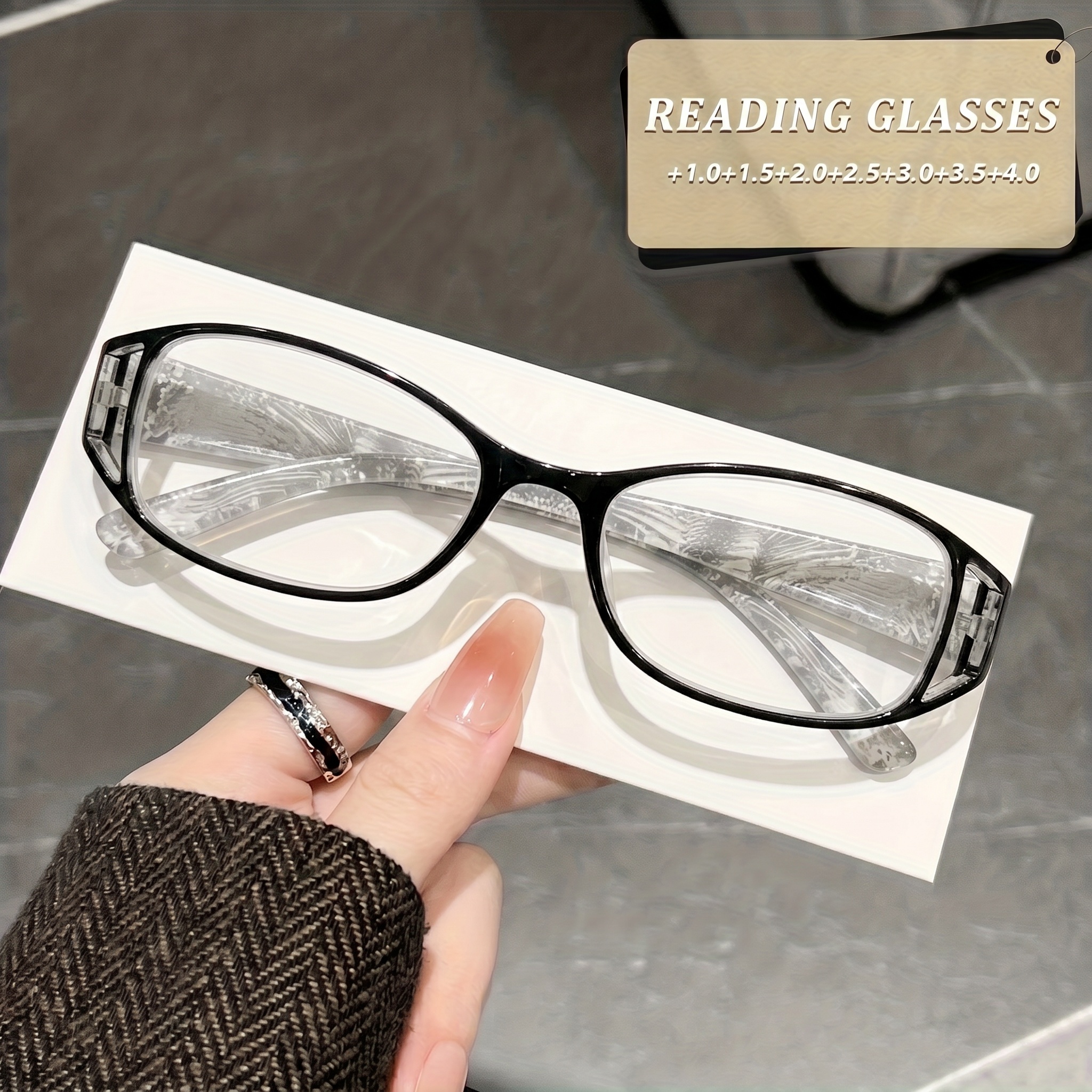 6 paires de lunettes de lecture rectangulaires à petite monture pour femmes, design imprimé texturé, anti-lumière bleue, multicolores, portables