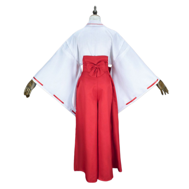 Costume de cosplay Anime Inuyasha Kikyo, tenue japonaise de Miko, kimono blanc, pantalon Hakama rouge, uniforme de fête de carnaval pour femmes