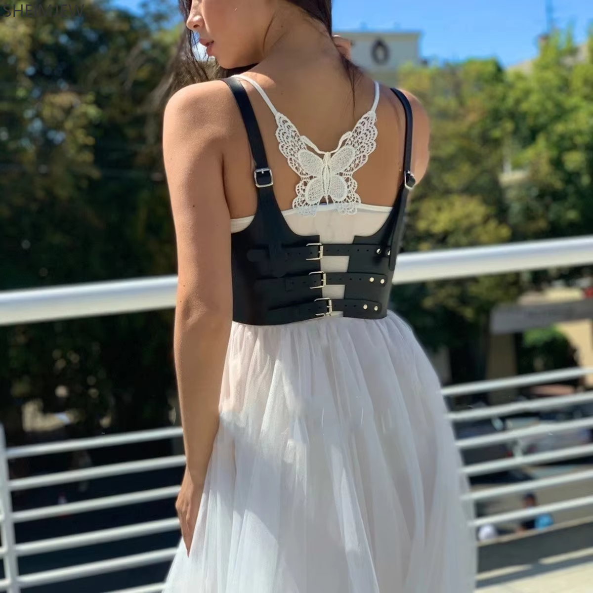 Ceinture de mode pour femmes, personnalité Punk, sangle d'épaule, Corset en cuir, ceinture décorative polyvalente décontractée, accessoire en tissu gothique
