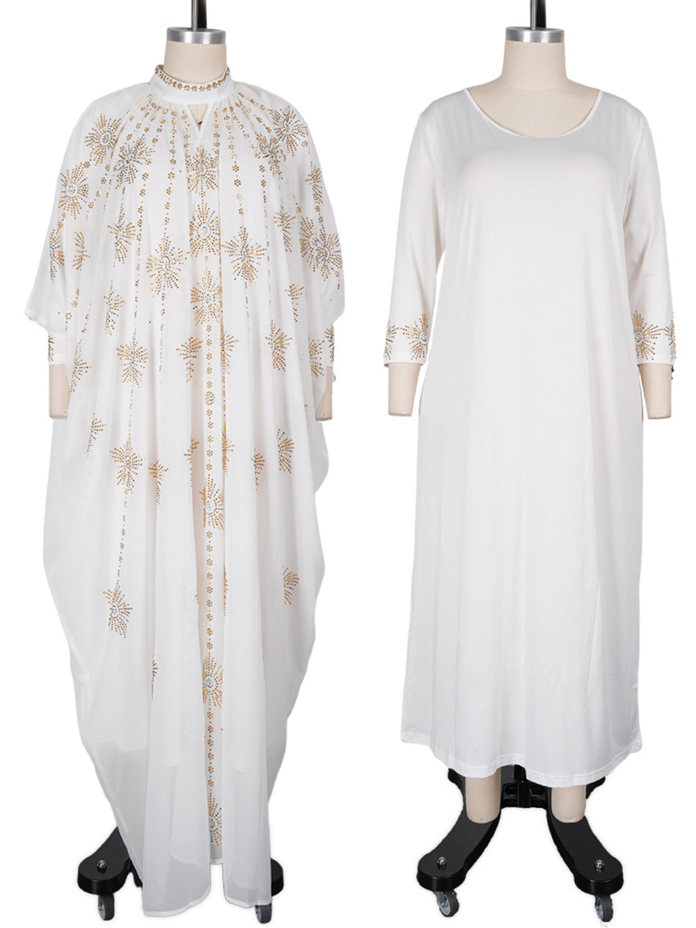 Robes en mousseline de soie pour femmes africaines, taille plus, ensemble de 2 pièces, vêtements pour mariage, fête, robe de soirée de luxe, kaftan musulman, abaya, Dubaï