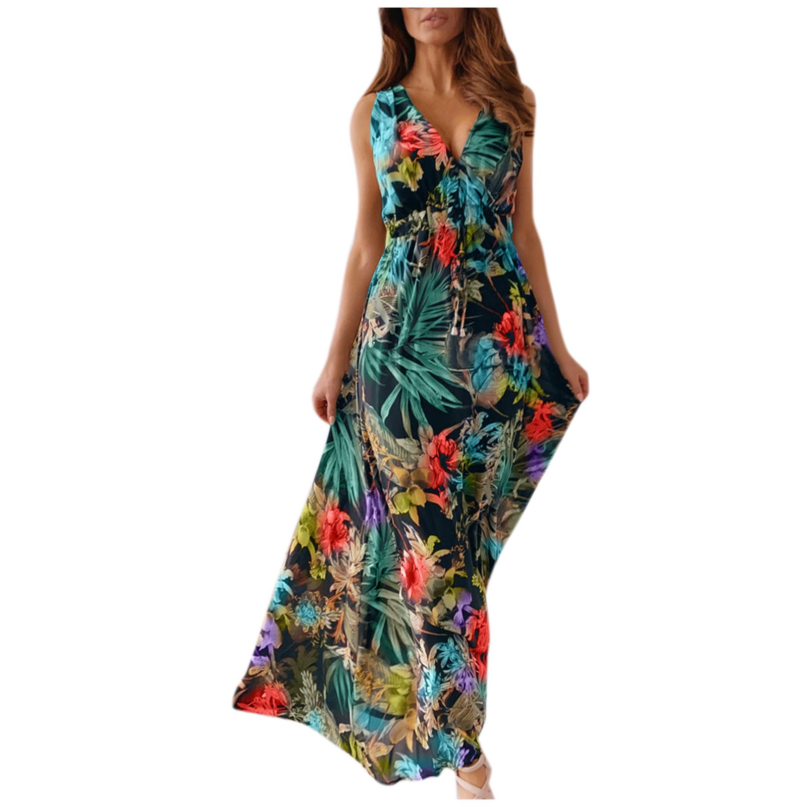 Robe longue en mousseline de soie pour femmes, style français, manches courtes, élastique, trapèze, imprimé bohème, plage, été