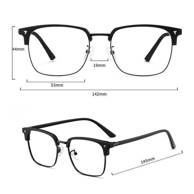 Lunettes bloquant la lumière bleue pour hommes et femmes, rétro, demi-monture, optique, Vintage, carrées, Anti-rayonnement