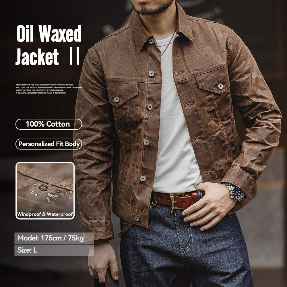 Maden Amekaji-Veste Rétro Cirée à l'Huile pour Homme, Uniforme Militaire en Toile de Coton, observateur, Décontracté, Travail, Style Safari, Vêtements CombMan